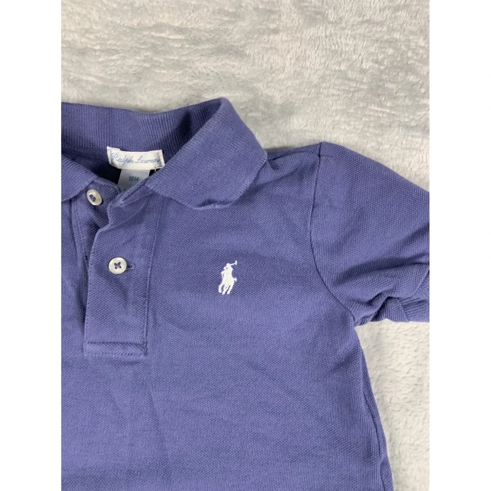 Polo Ralph Lauren Toddler Boys Short Sleeve Shirt Purple 18M 100% Cotton